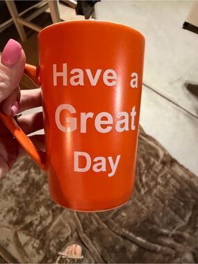 Have a Great Day Orange Ceramic Mug with White Text